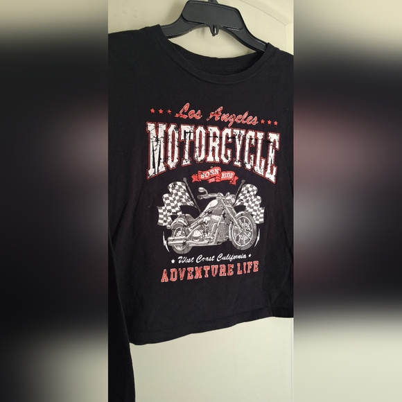 Motorcycle Black Print Women's Croptop Top Sz S Oversized Goth Rave Grunge Sku 9 - Picture 6 of 9